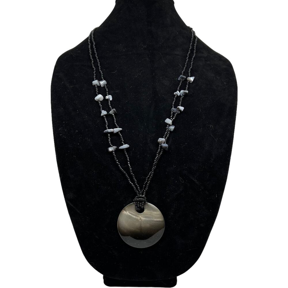 Beaded Shell Necklace 30" Long